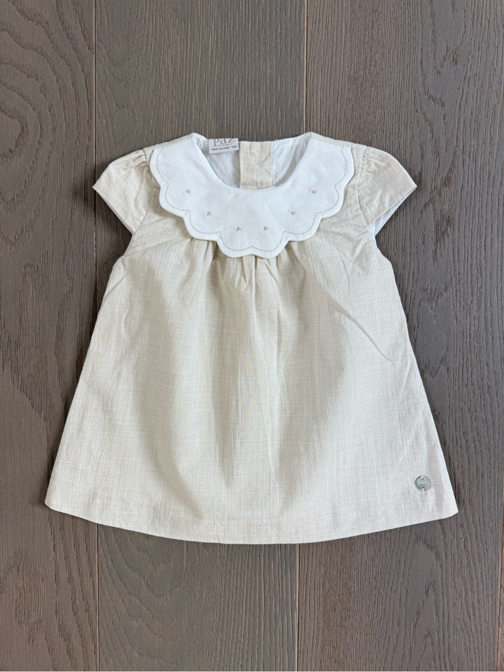 Paz Kids Cream Scalloped Collar Dress